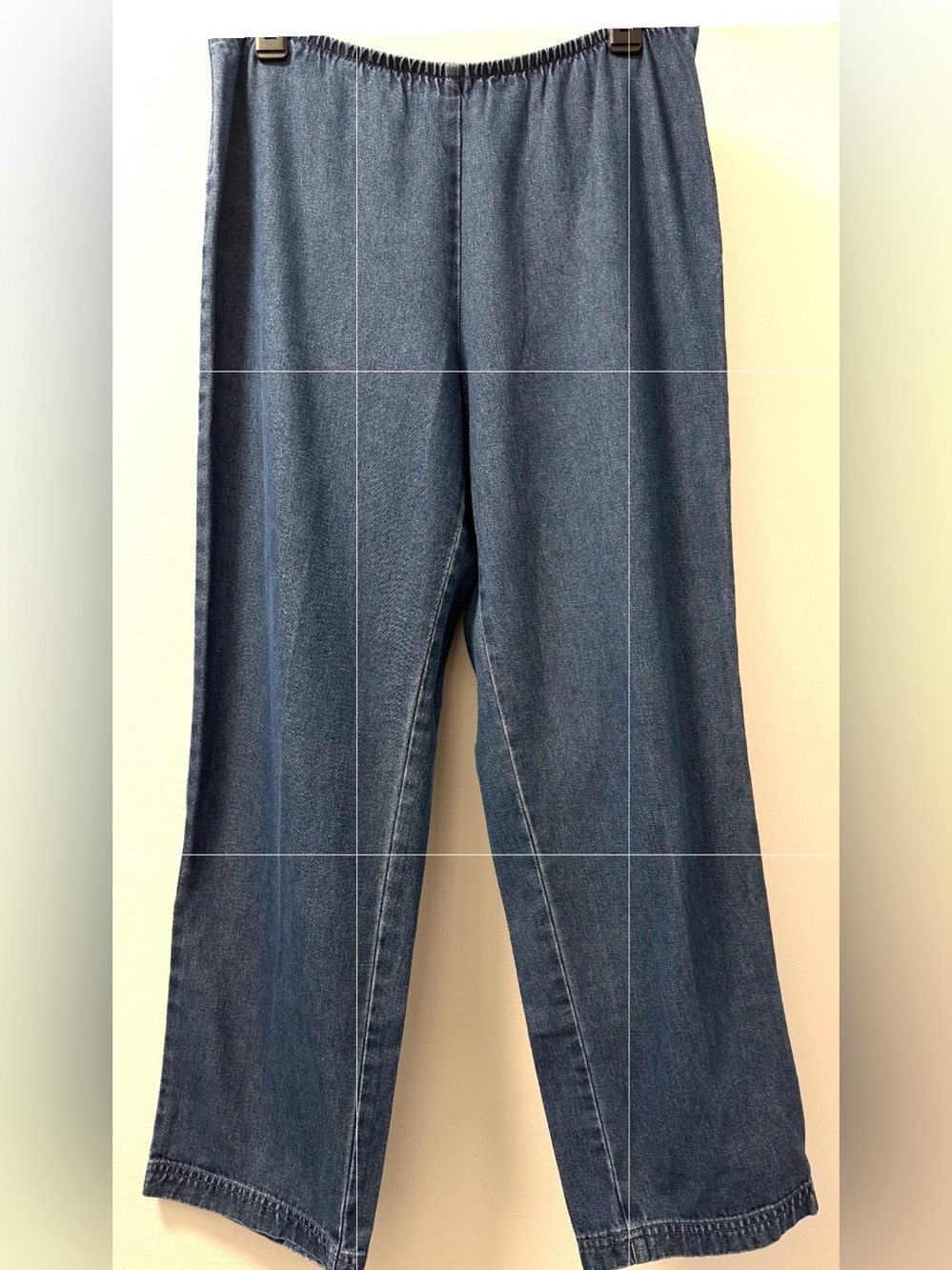 Tanjay Petites Blue Denim Elastic Waist Side-Zip Pants Size 12P